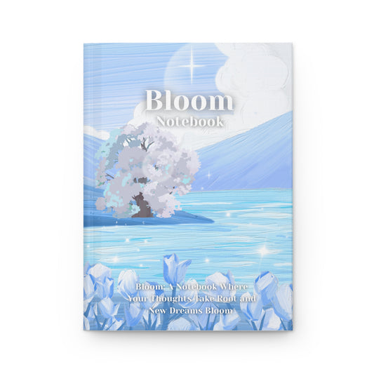 Bloom Hardcover Journal — Serene Blue Lake Notebook for Gratitude, Dreams & Daily Notes